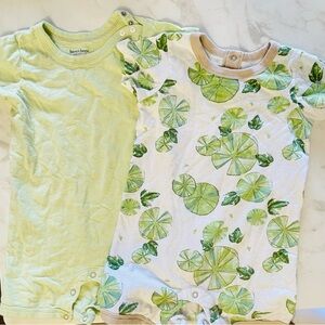 GUC Burt's Bees Light Green Baby Onesie Set of TWO